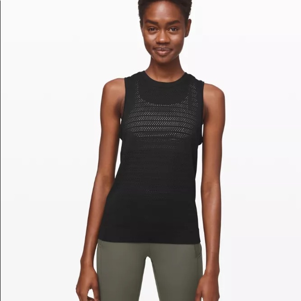 Lululemon Breeze By Tank Top Perforated Black Size Small